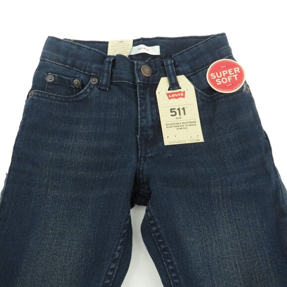 Levis 511 Slim Fit Boys Jeans 5 Regular Adjustable Waistband Dark Wash Denim NWT - Picture 5 of 5